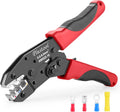 Plustool Herramienta de Engarzado para Conectores Eléctricos Aislados AWG 22-10 - Engarzadora de Terminales de Cable con Trinquete - Alicates de Engarzado - Herramienta de Engarzado Eléctrico